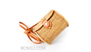 Cylinder clutch bag ata rattan grass balinese hand woven